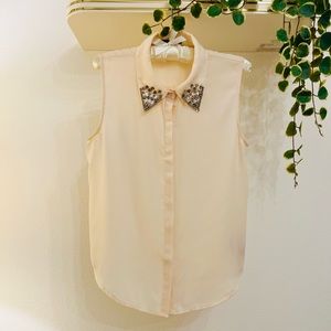 Forever 21 Sleeveless Top With Rhinestone Collar